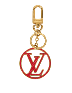 Louis Vuitton Circle Logo Key Chain, Brass/Epi, Pink/Red/Gold, B/DB, 3*